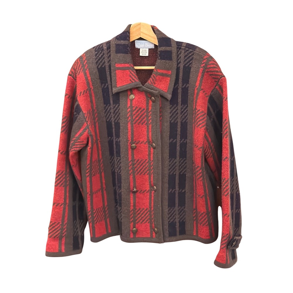 Vintage Ciel Bleu Wool Jacket Plaid Dark Academia Grandmacore Heritage Autumn